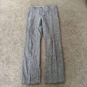 Olsen Women’s Mona Straight Linen Pants Grey Career Business Breathable Sz 8 VTG